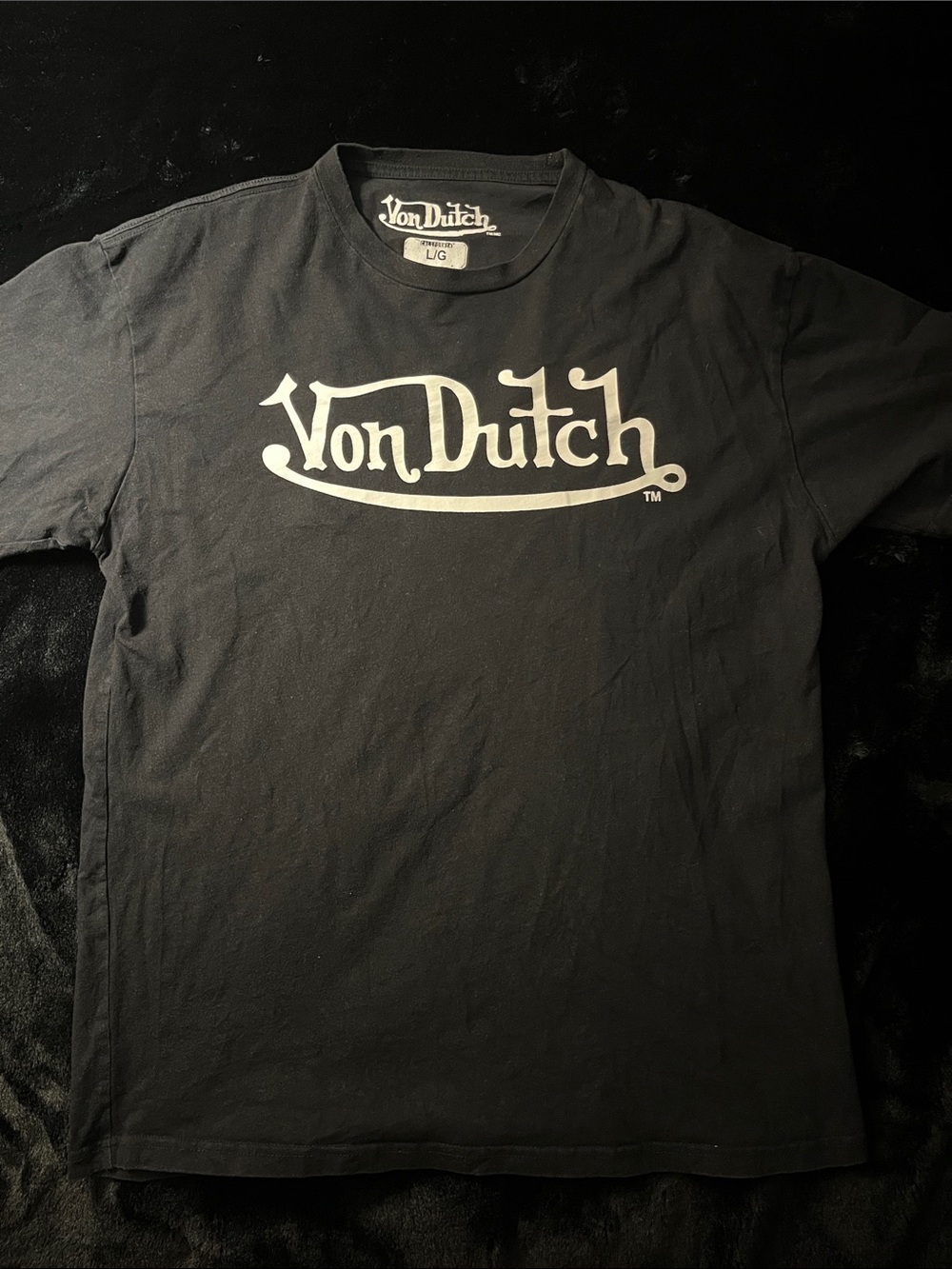 Von Dutch Black Tee with White Script Logo